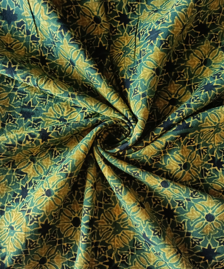 2.5m Green handspun handwoven cotton ajrakh print kurta material