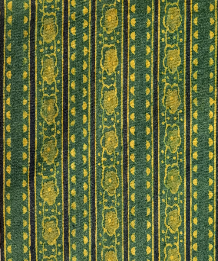 2.5 m Yellow green handspun handwoven cotton ajrakh print kurta material