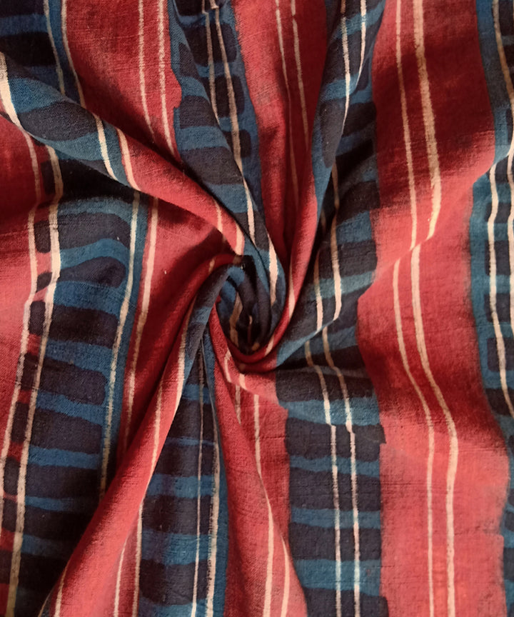 2.5 m Red blue handspun handwoven cotton ajrak print kurta material