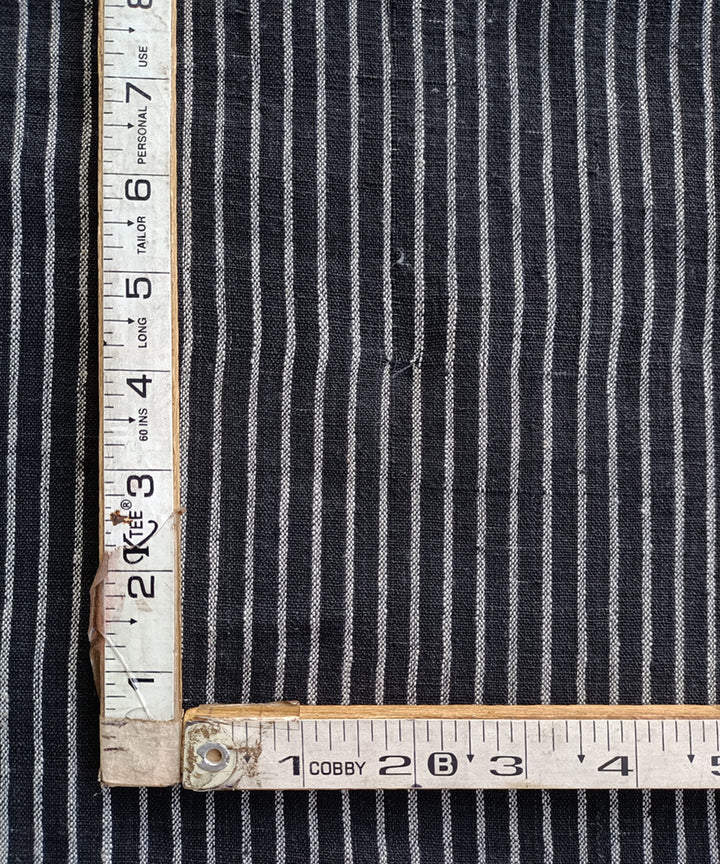 2.5m Black white handspun handloom cotton stripes kurta material