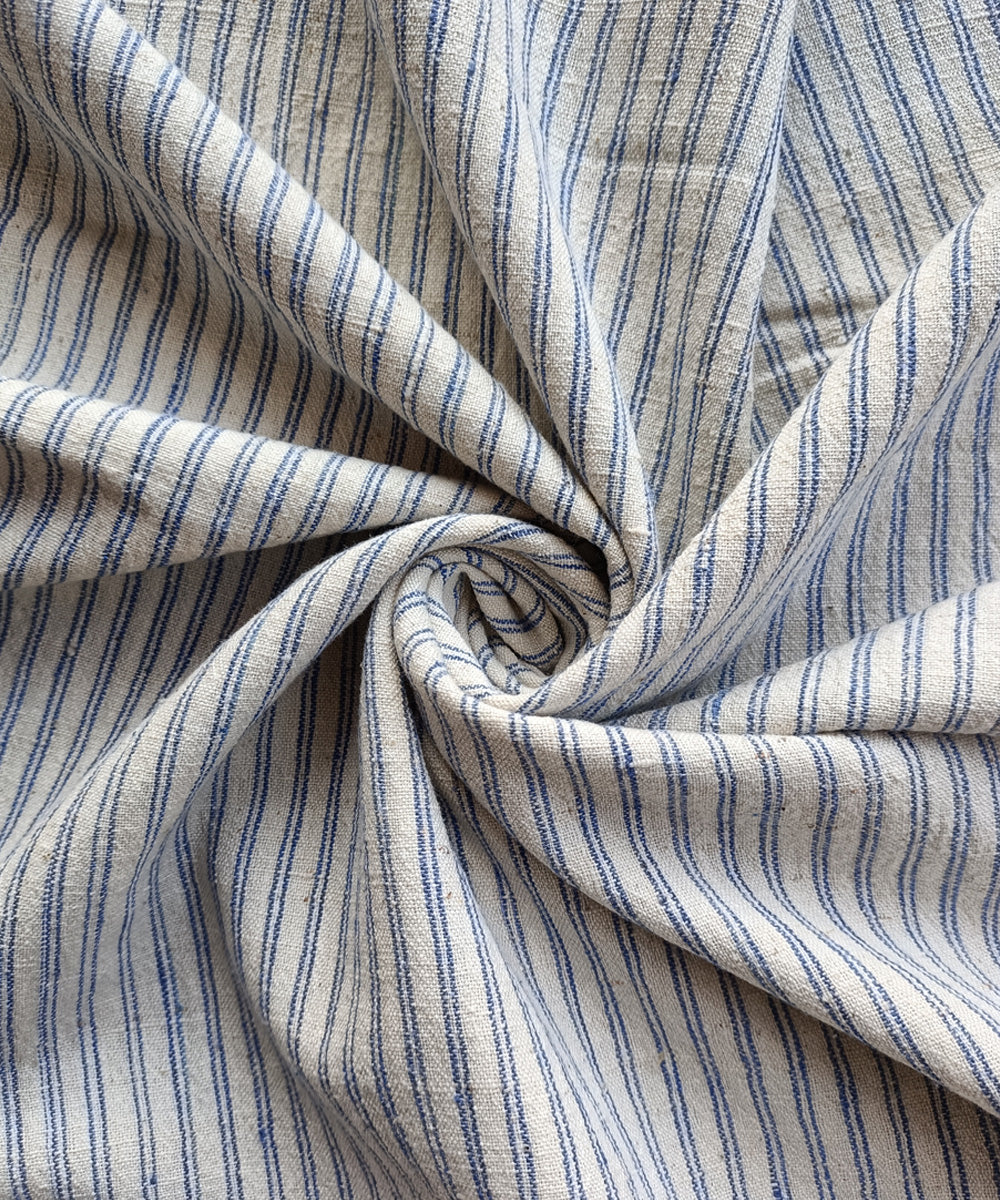 2.5 m White blue handspun handloom cotton stripes kurta material