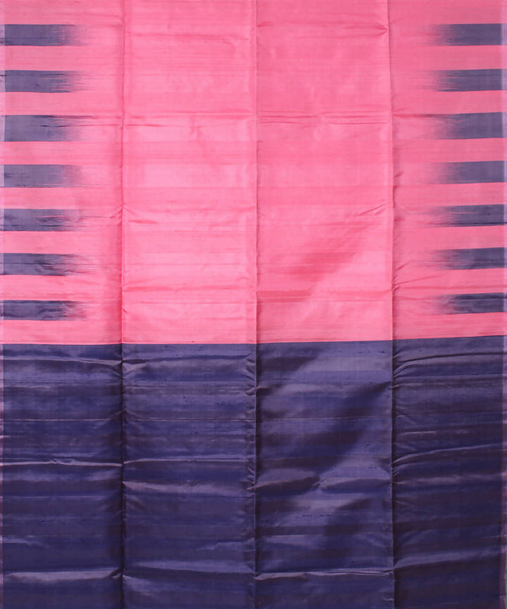 Pink Blue Handloom Silk Saree