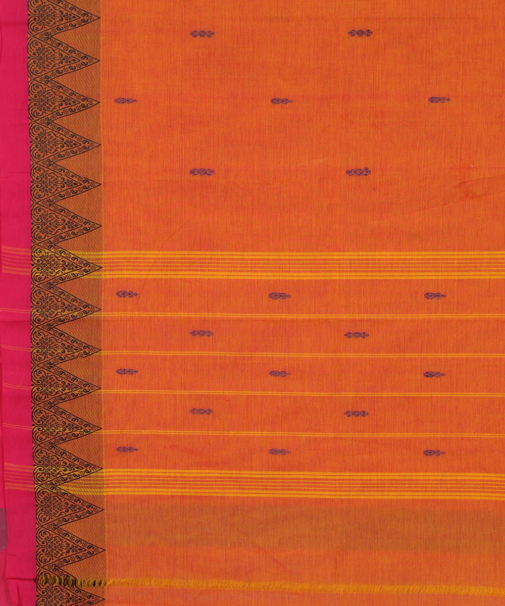 Orange handwoven cotton venkatagiri saree