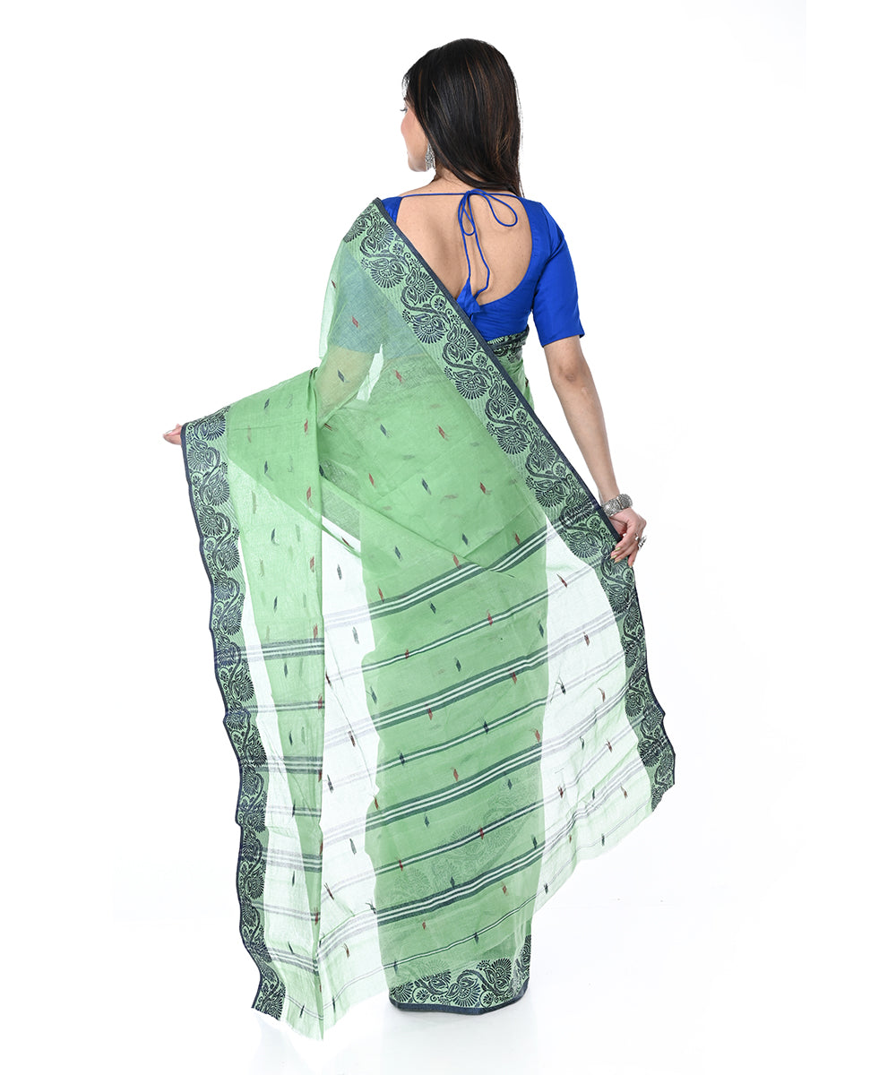 Light green handwoven cotton shantipuri saree