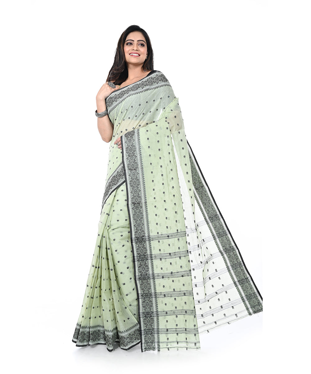 Light green handloom cotton shantipuri saree