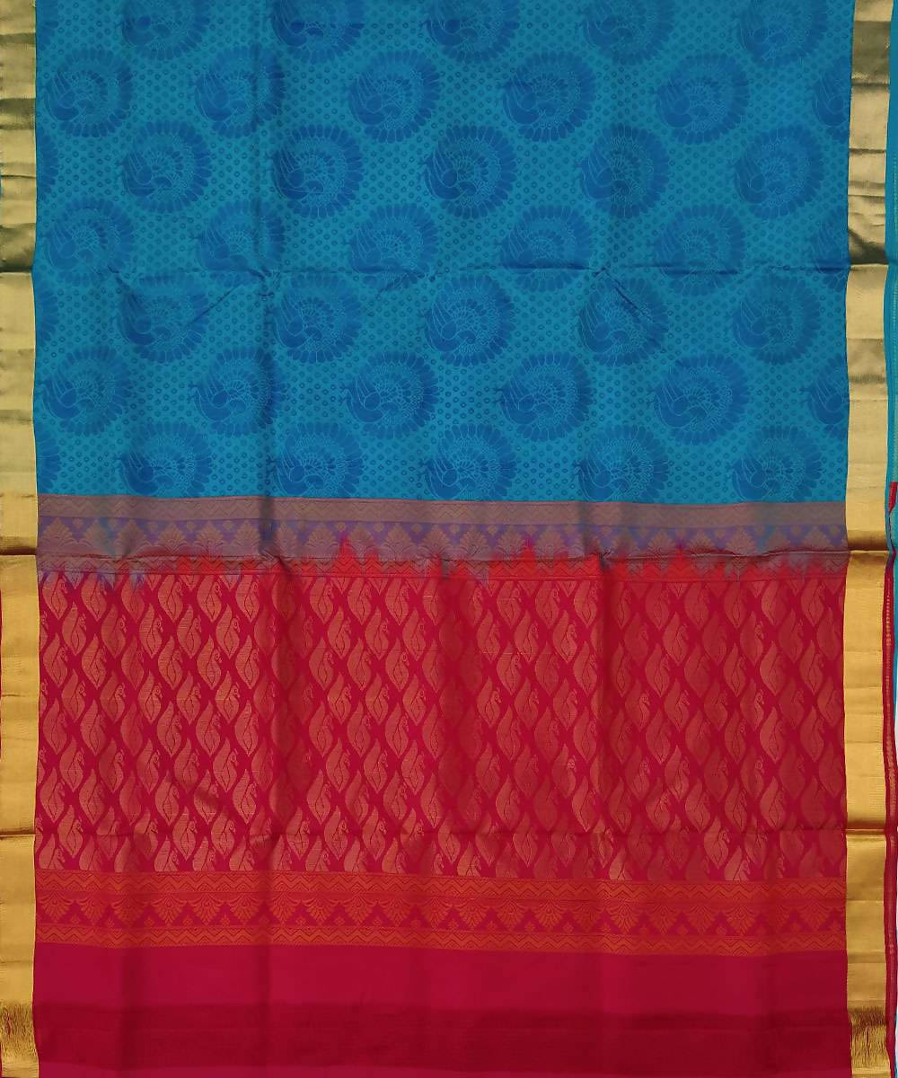 Blue pure handloom soft silk saree