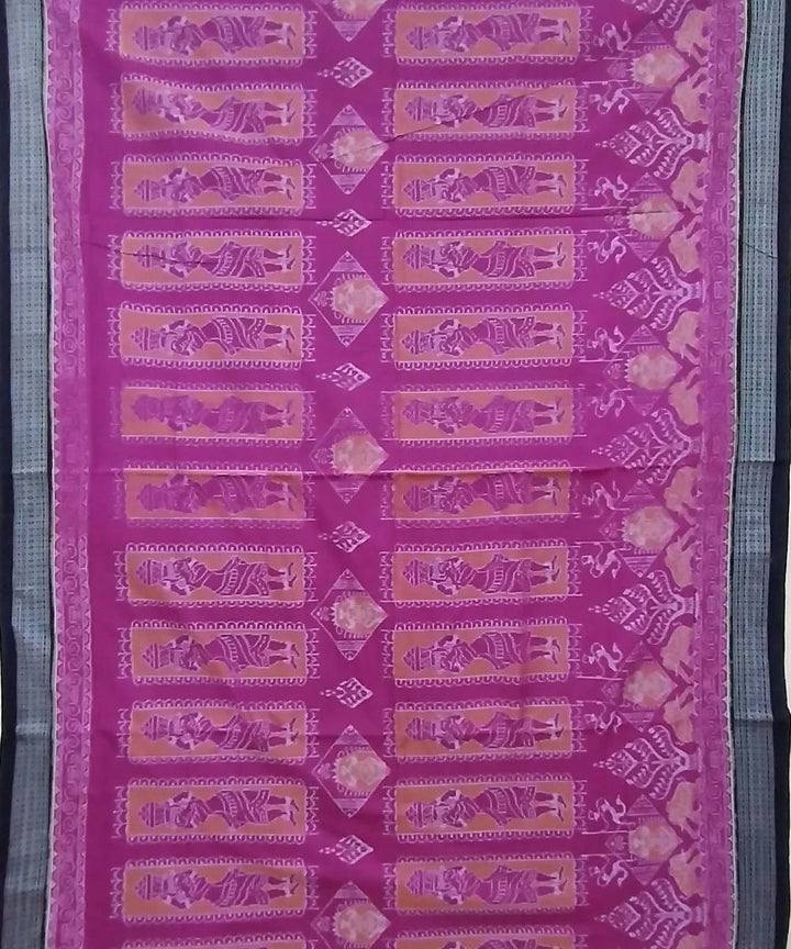 Byzantine violet black handwoven cotton sambalpuri saree