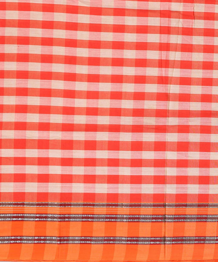 orange white checks handwoven gomi teni border ilkal saree