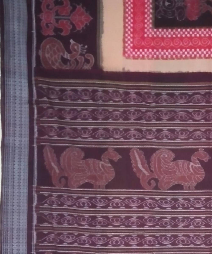 Caput mortuum red handloom cotton sambalpuri saree