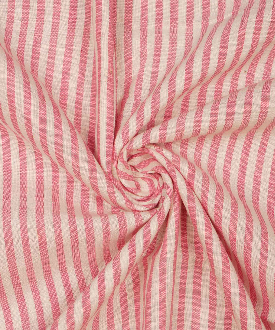 White pink stripes handspun handwoven bengal cotton fabric