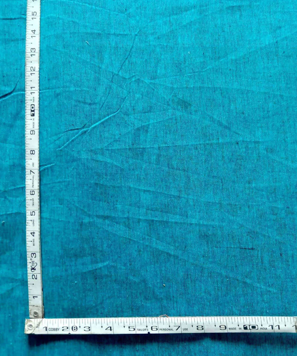 Peacock blue handspun handwoven cotton fabric (2.5m per qty)