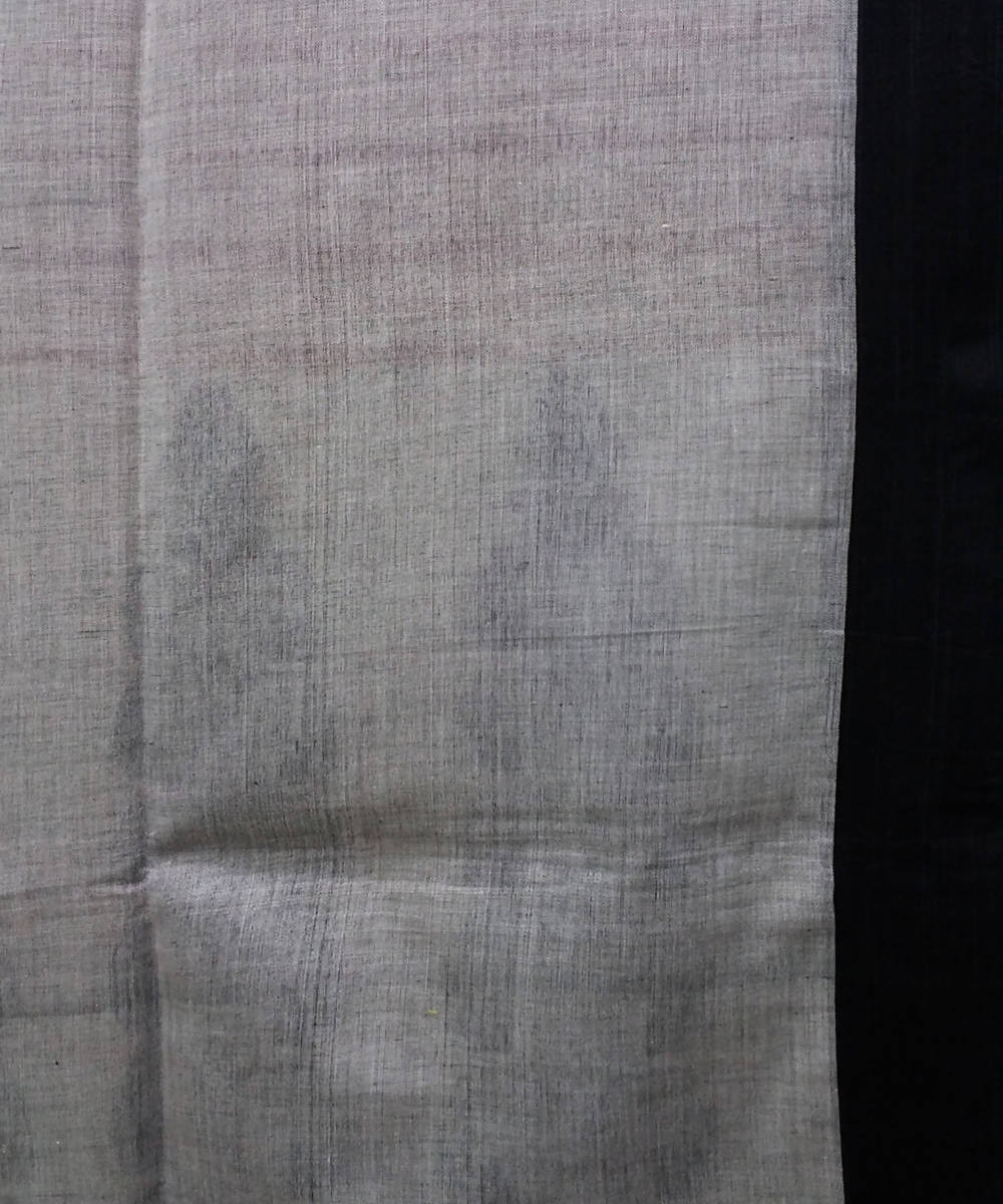 Bengal handspun handwoven cotton white black saree