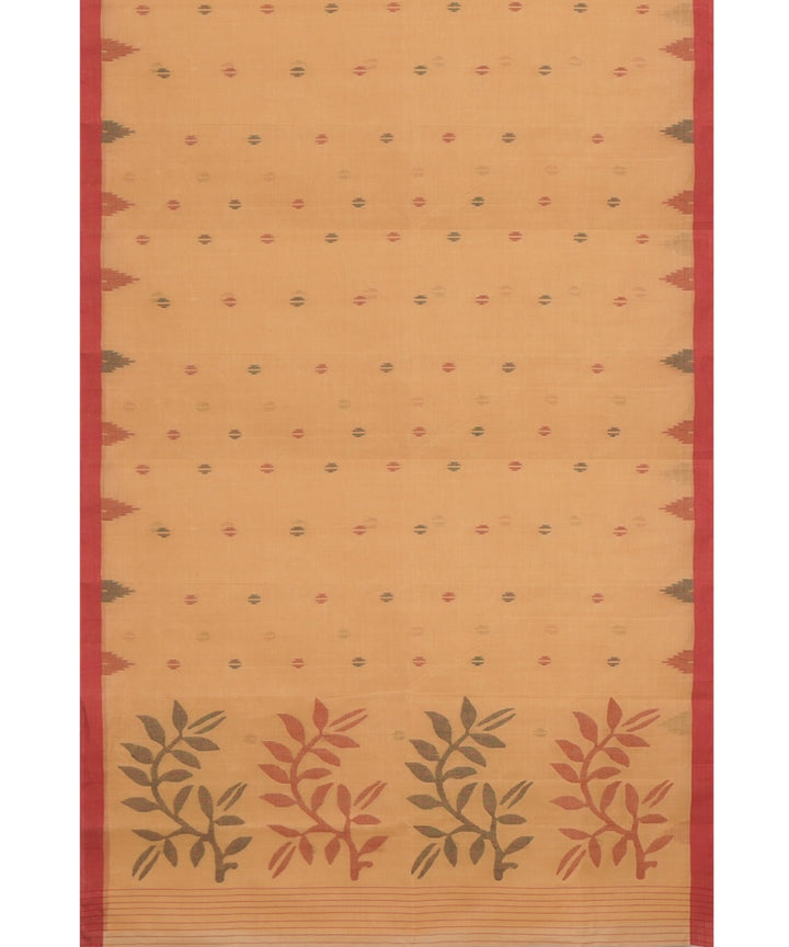 Tantuja brown handloom cotton jamdani saree
