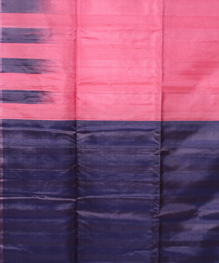Pink Blue Handloom Silk Saree