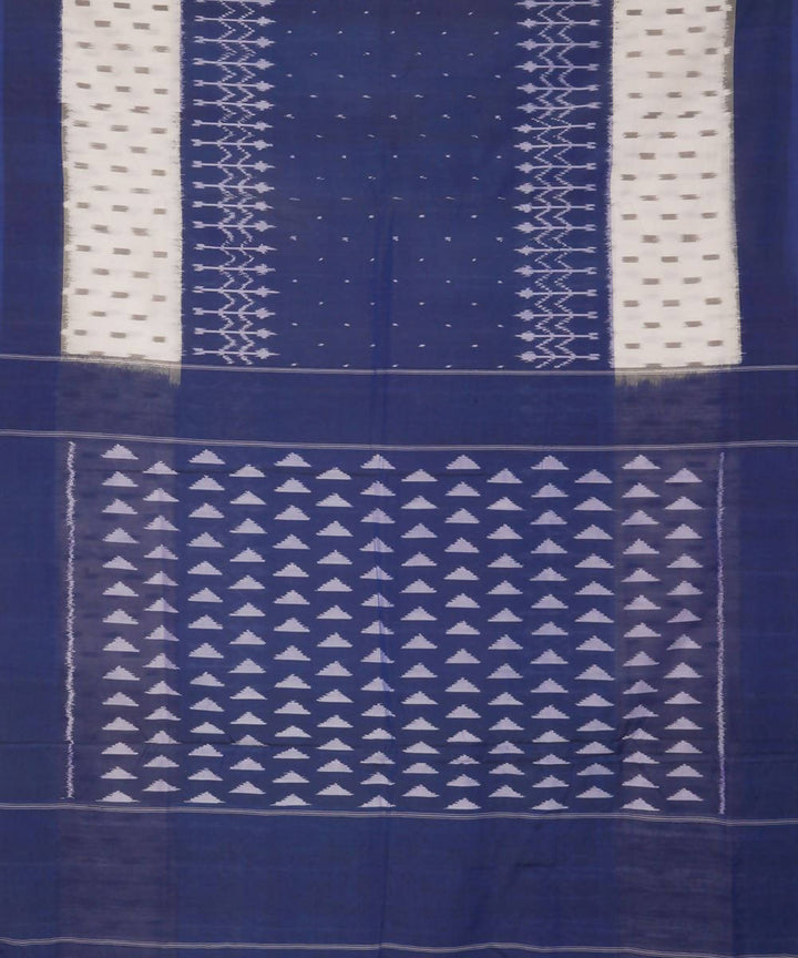 white blue handwoven pochampally cotton saree