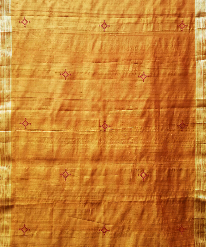 Yellow red handwoven silk baavanbuti saree