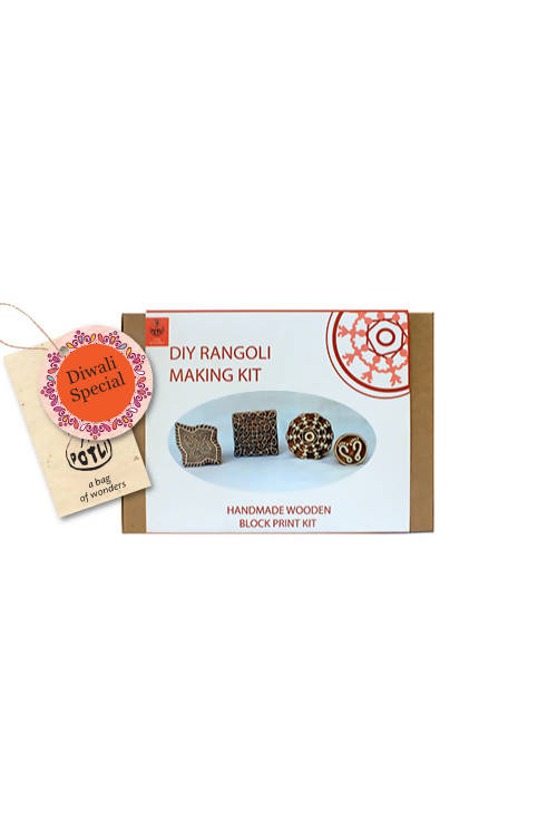 Potli handmade wooden block print craft kit diy rangoli making kit