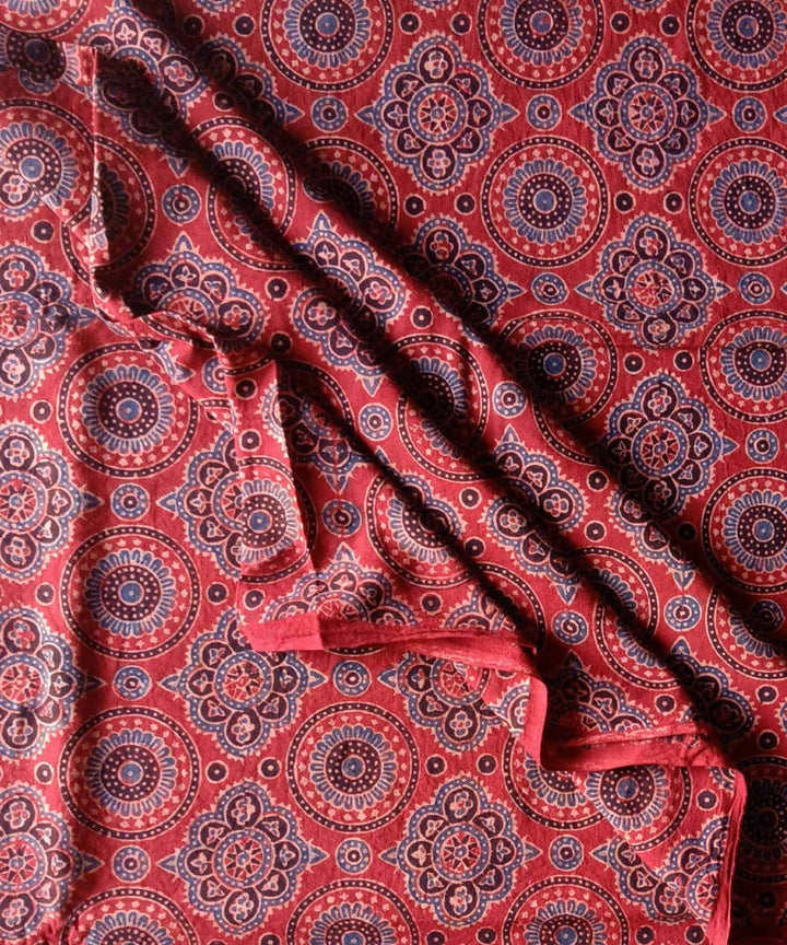 Maroon black blue natural dye ajrakh print handspun cotton kurta fabric (2.5m per qty)
