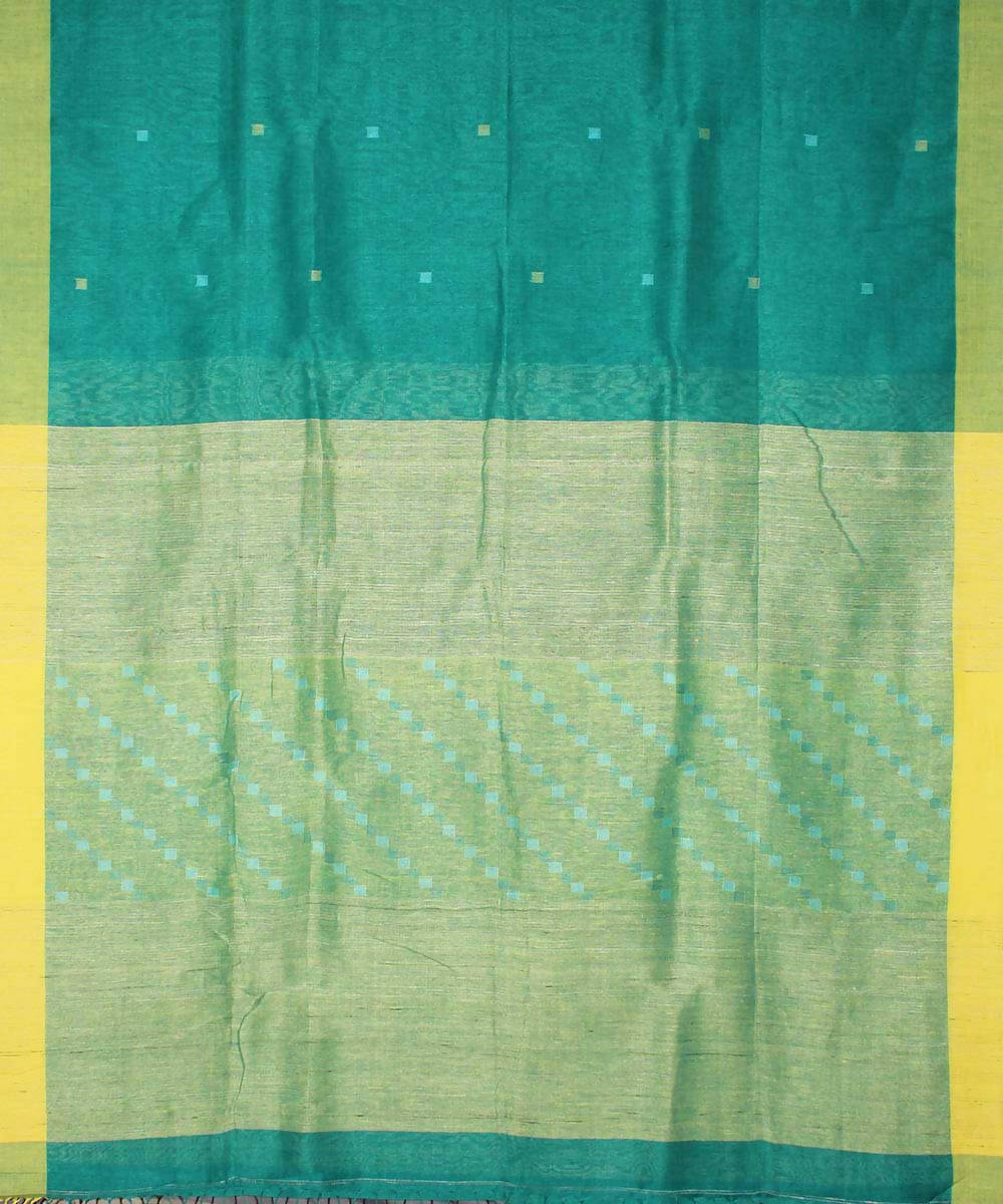 Turquoise handloom bengal cotton saree