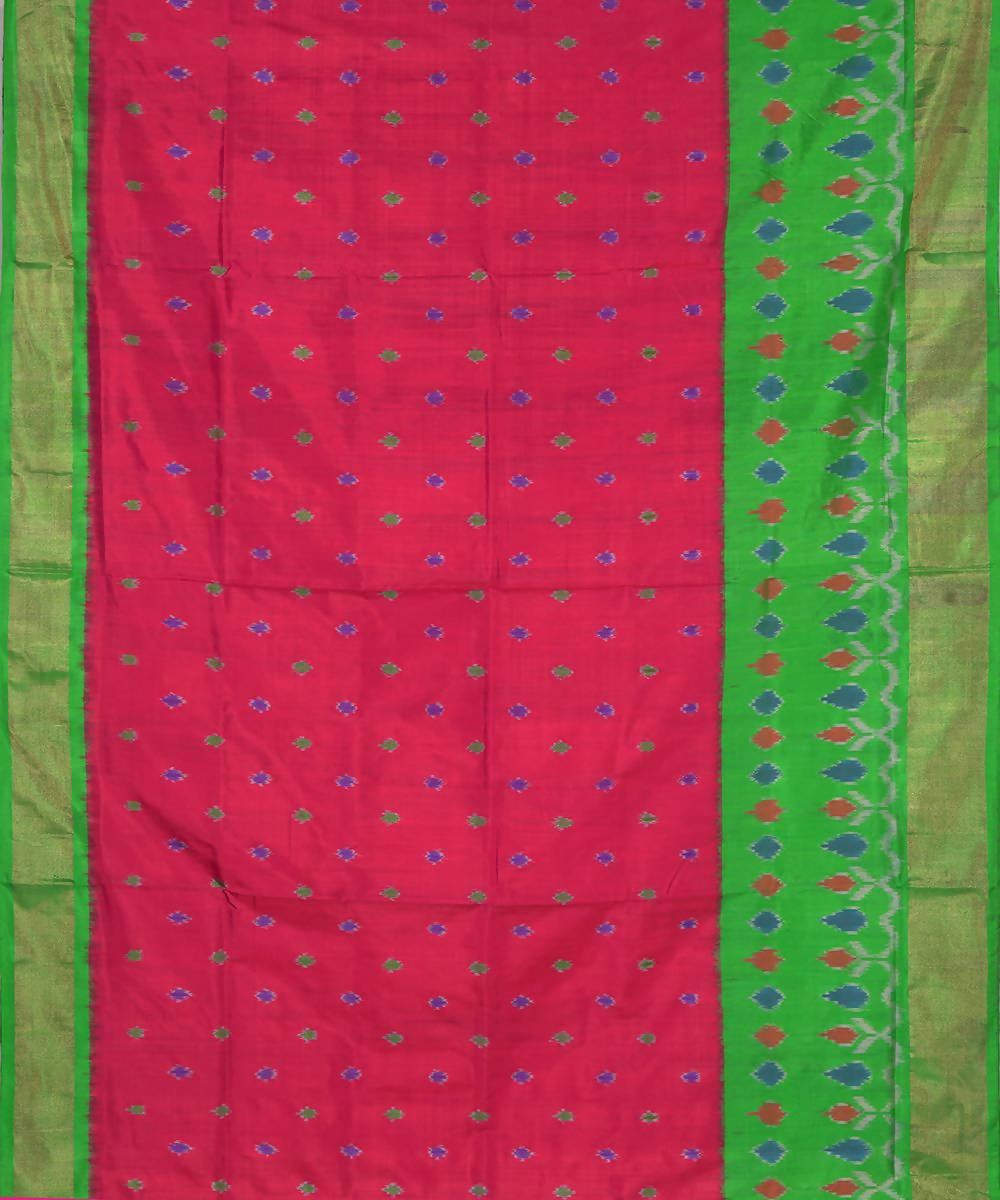 Pink green handloom silk pochampally saree