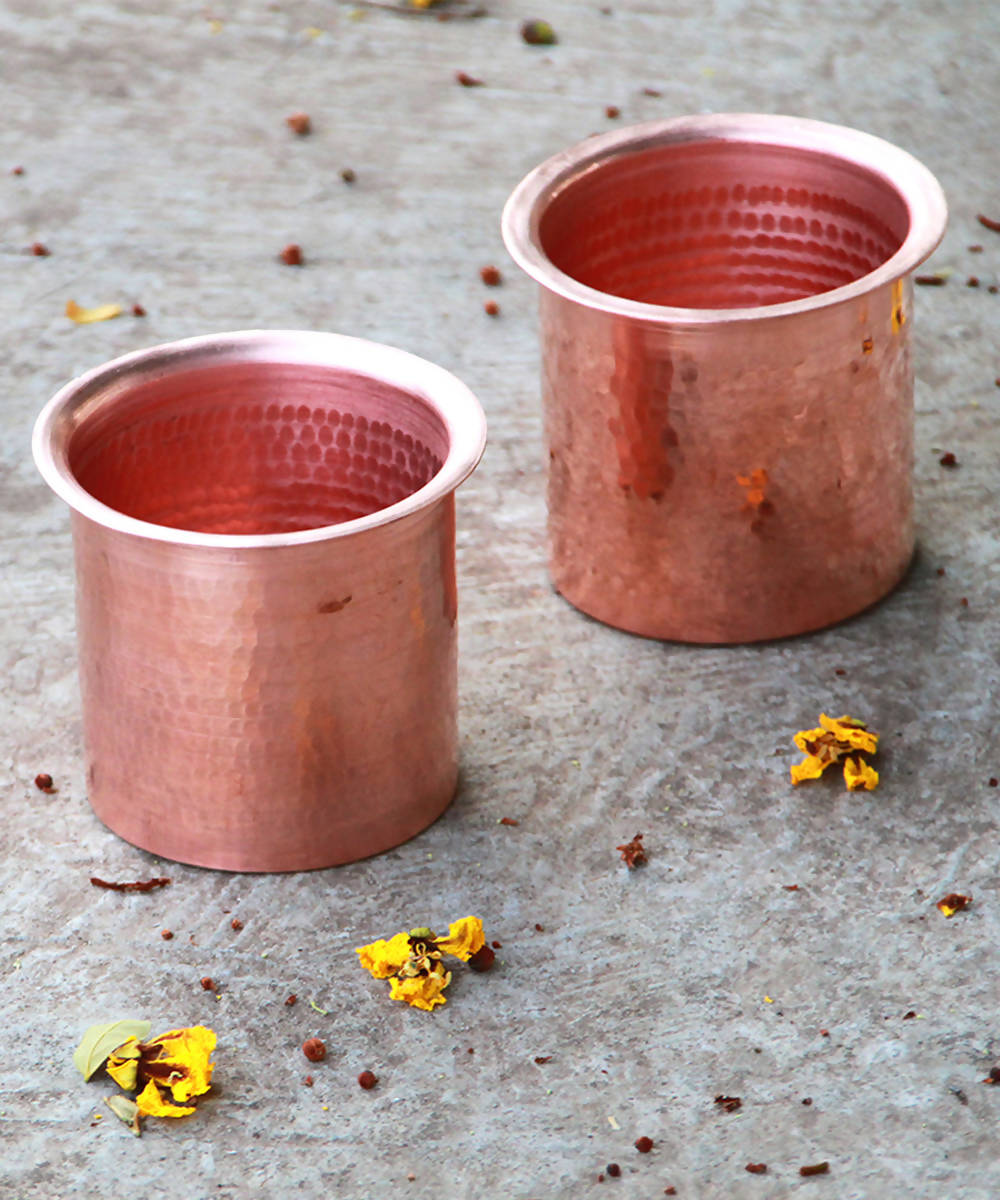 Handmade copper linear tumbler (set of 2)