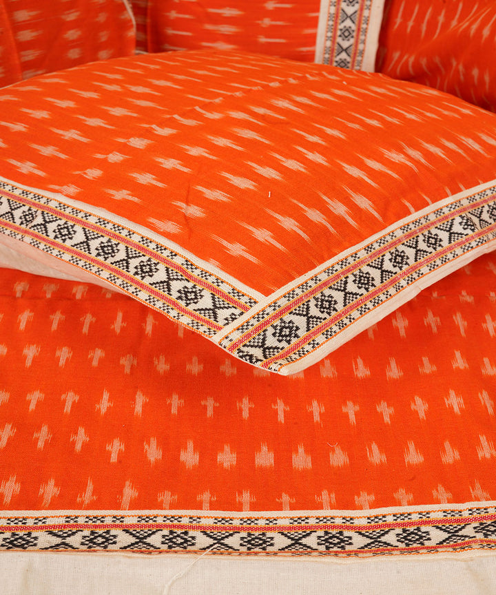Orange cotton handloom pochampally ikat diwan set