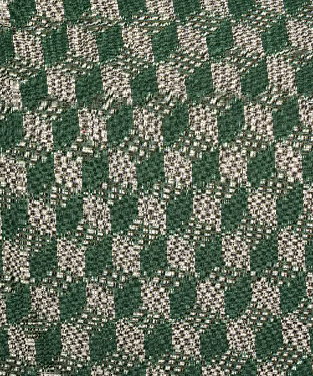 Green handwoven cotton pochampally ikat fabric