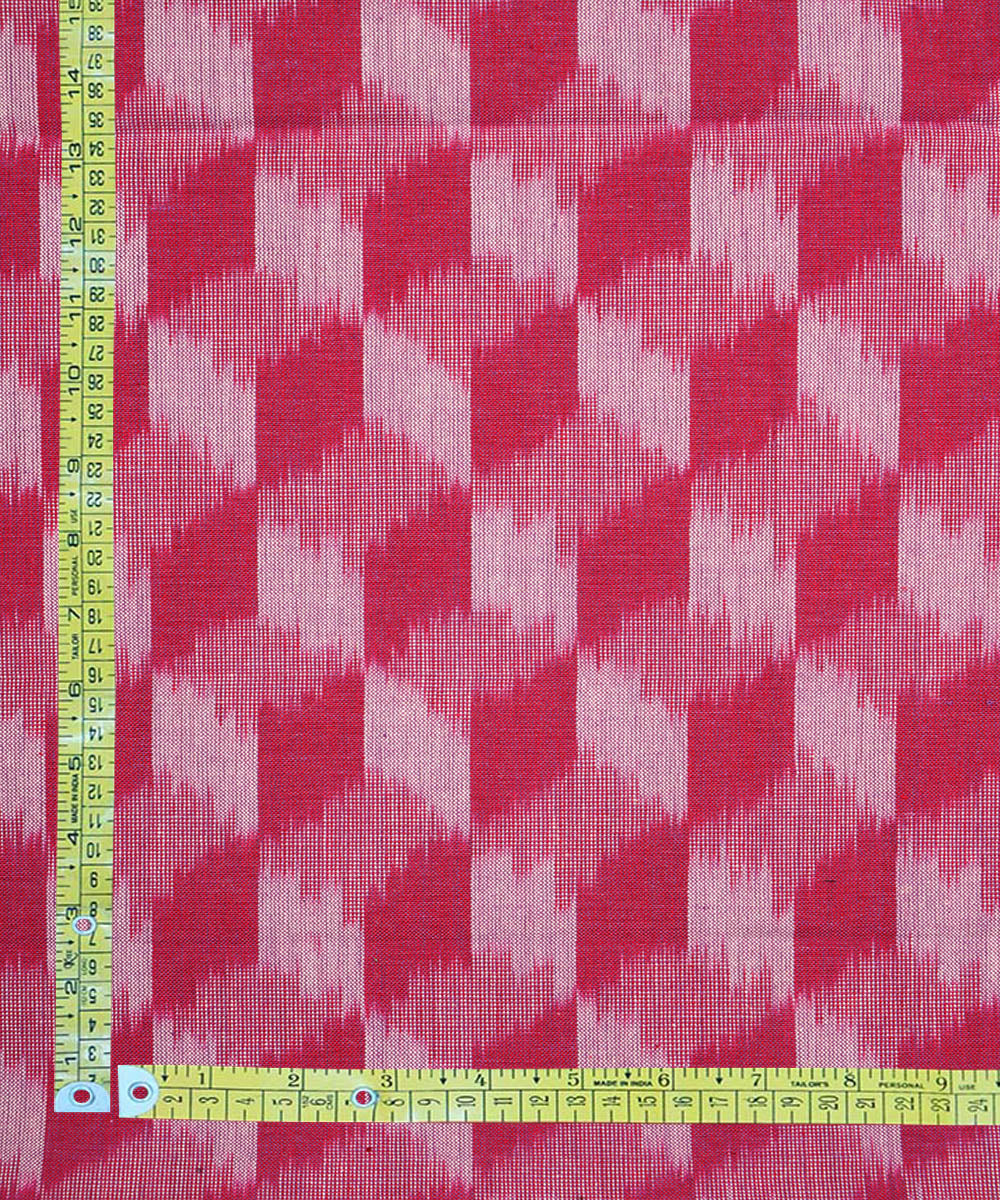 Red handwoven cotton pochampally ikat fabric