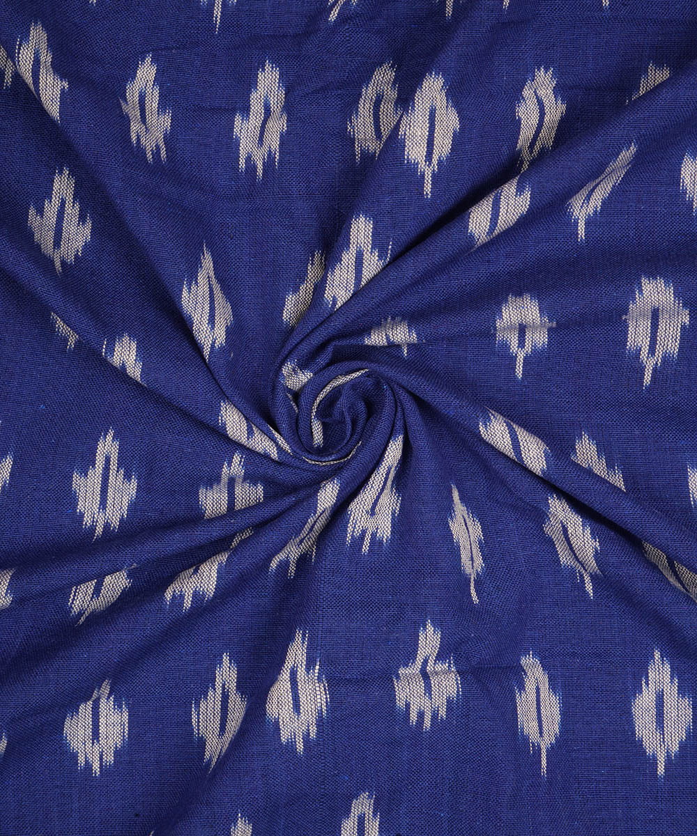 Blue handwoven cotton pochampally ikat fabric
