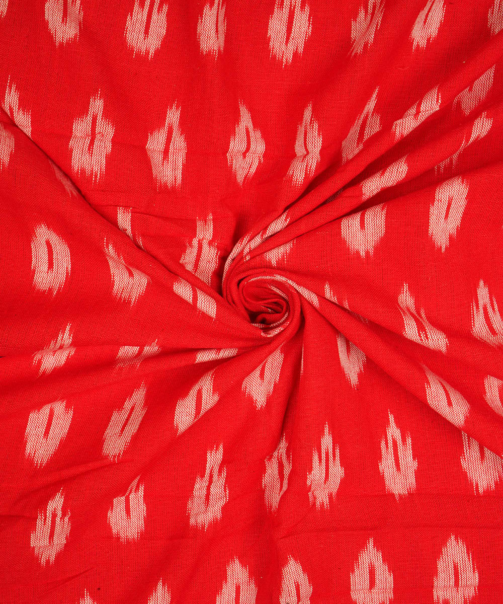 Orange handwoven cotton pochampally ikat fabric