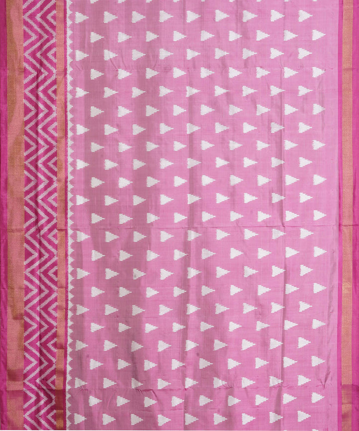 Peach pink silk handwoven pochampally ikat saree