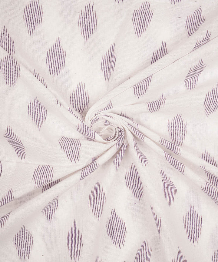 White mauve handwoven cotton pochampally ikat fabric