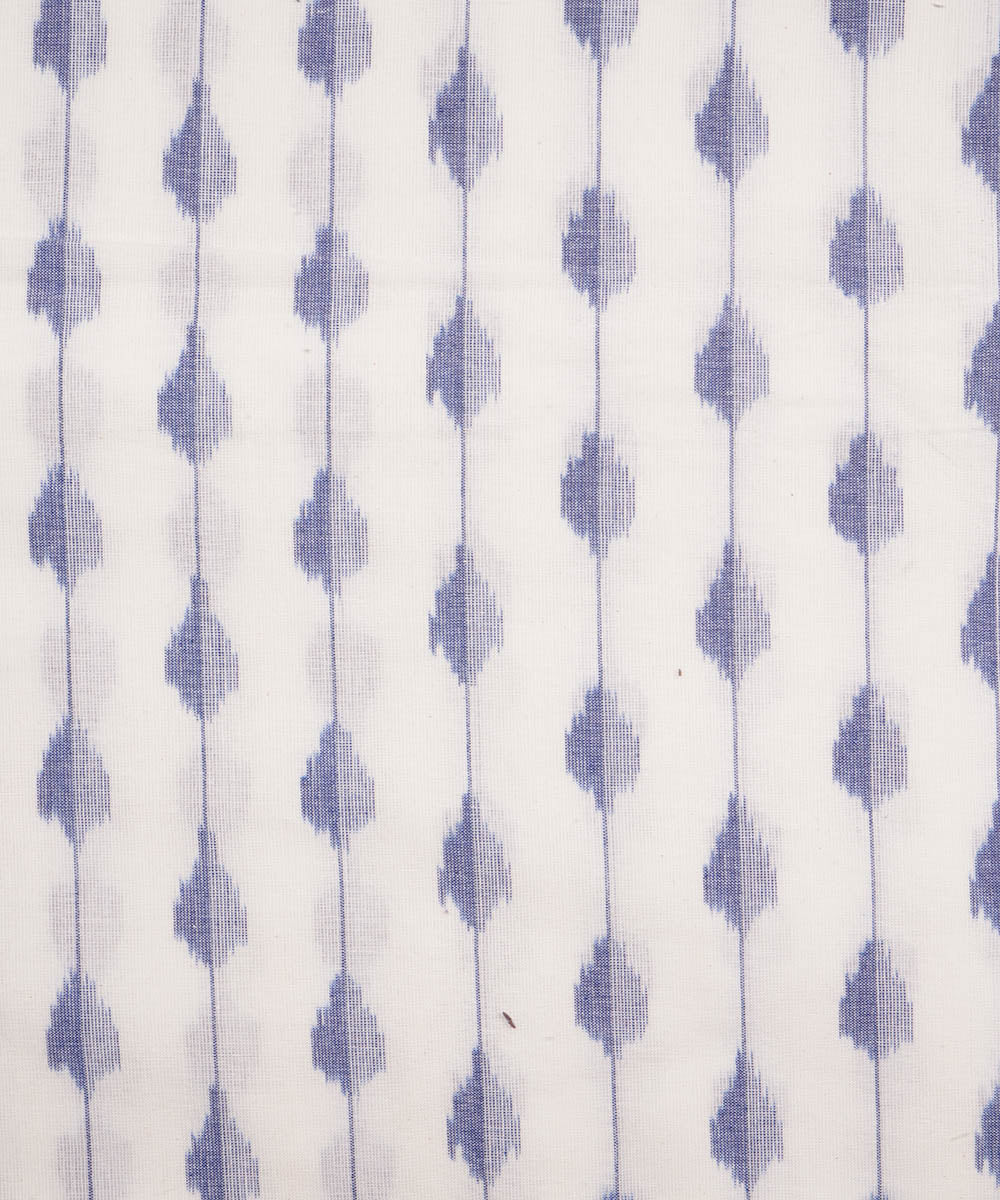 White blue handwoven cotton pochampally ikat fabric