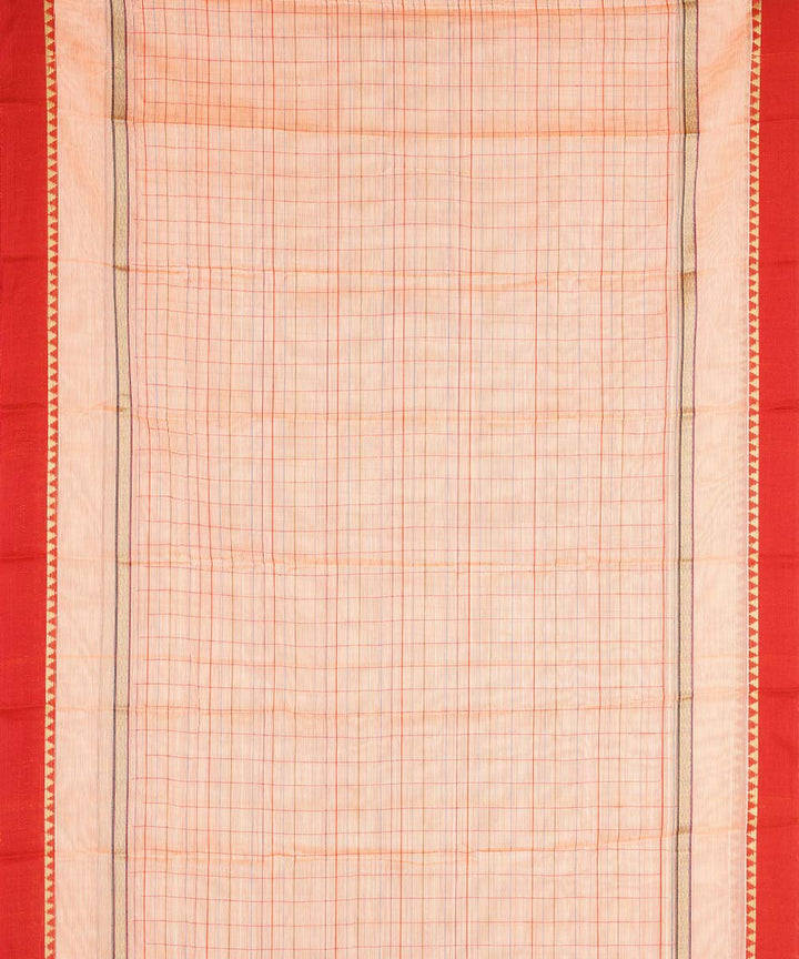 Peach multicolor checks cotton handwoven narayanapet saree