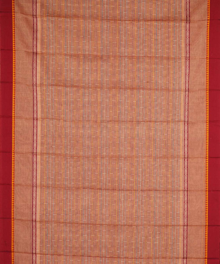 Light brown cotton handwoven narayanapet saree