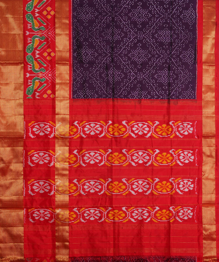 Violet red silk handwoven pochampally ikat saree