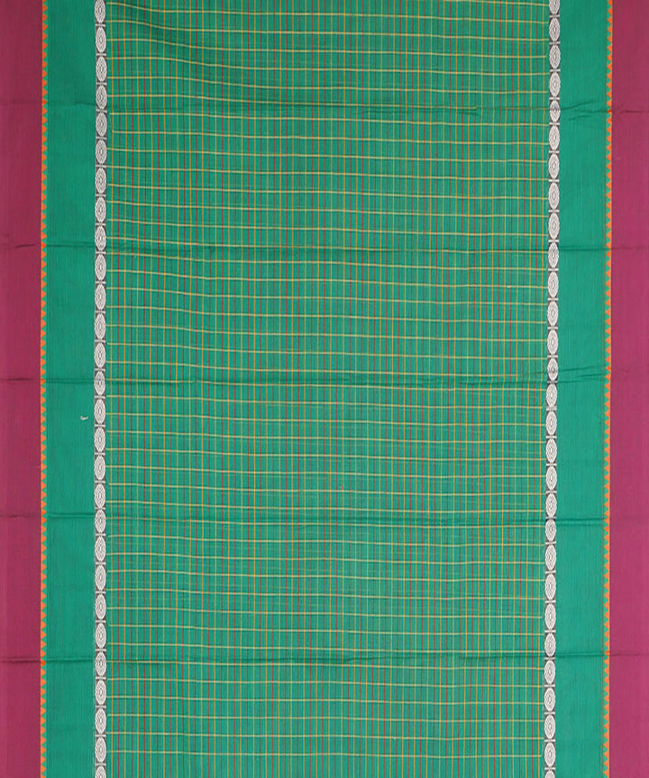 Dark green checks cotton handwoven narayanapet saree