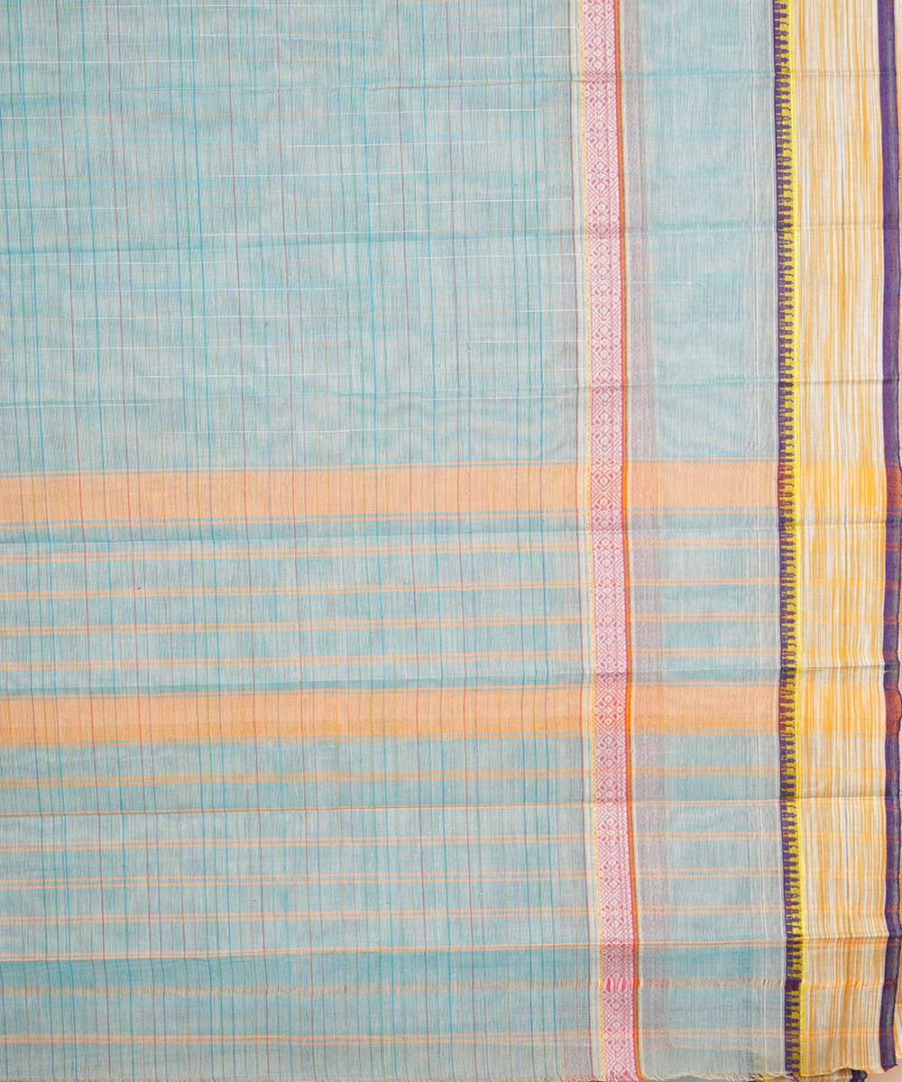 Pale blue cotton handwoven narayanapet saree