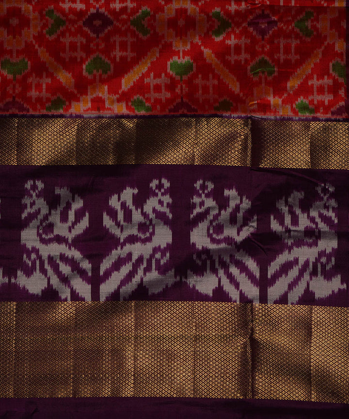 Multicolor purple silk handwoven pochampally ikat saree