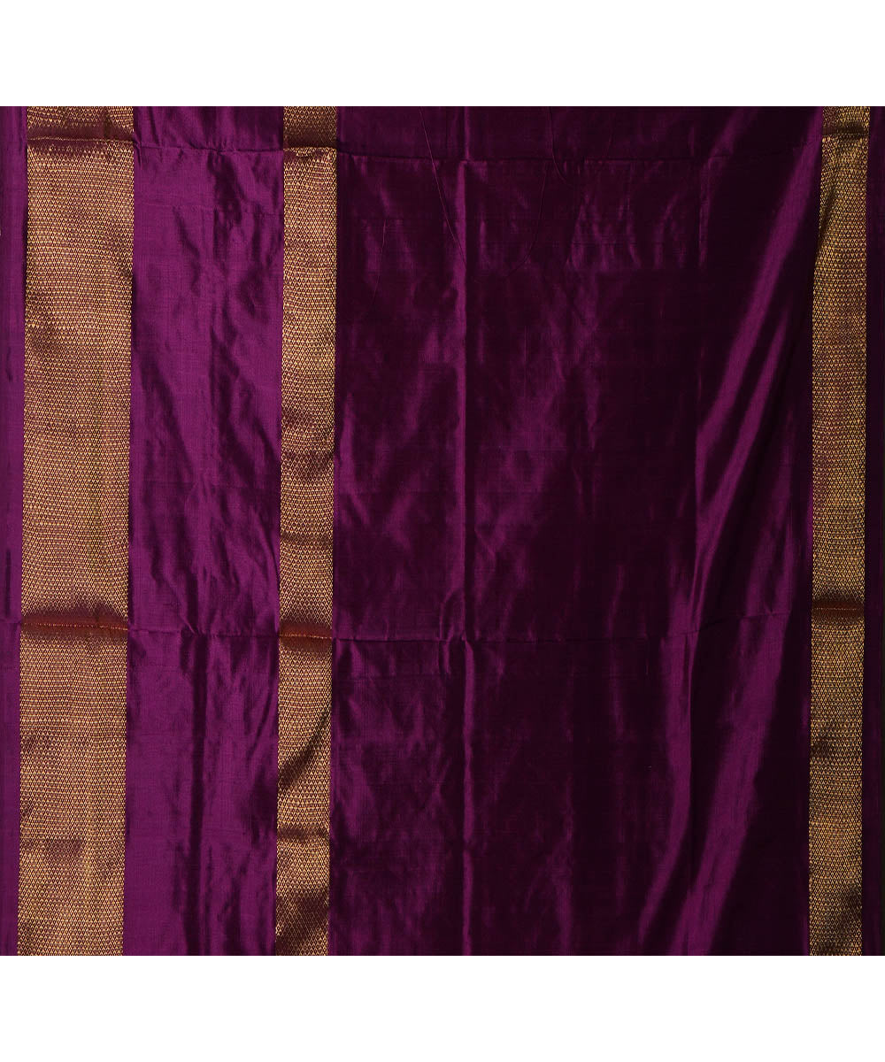 Multicolor purple silk handwoven pochampally ikat saree