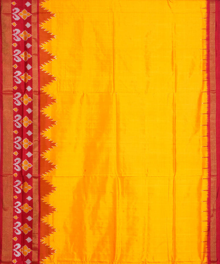 Yellow red silk handwoven pochampally ikat saree