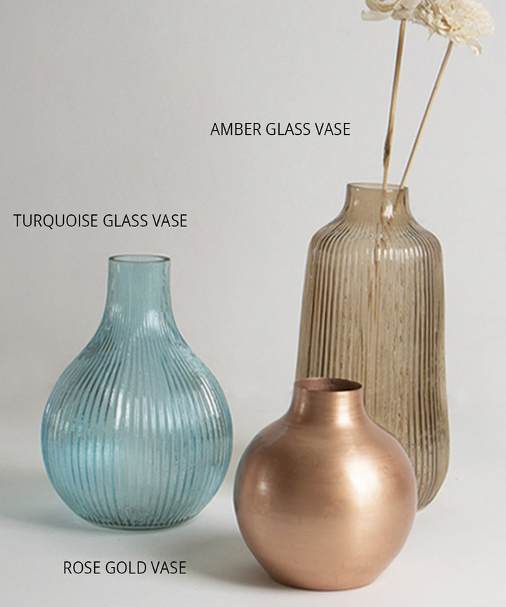 Amber handmade glass vase