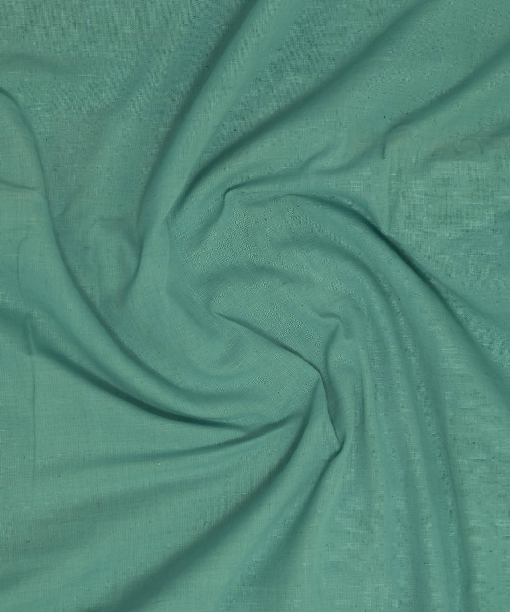 Handspun Handwoven Cotton Cyan Blue Fabric