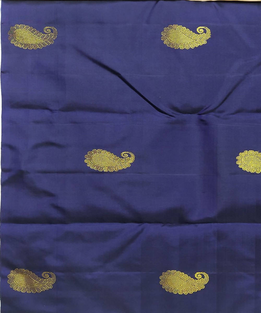 Cream and blue handloom patli kanchi silk saree