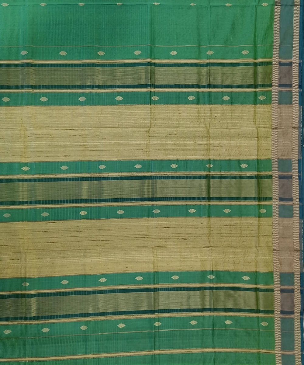 Maheshwari Green Handloom Cotton Silk Saree