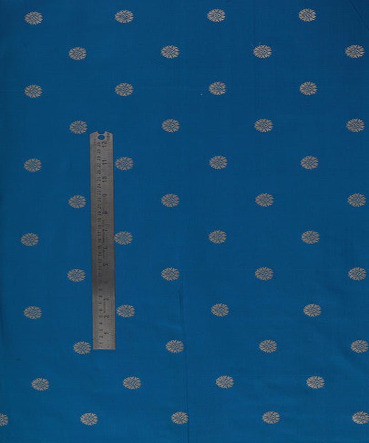 Blue handwoven phekwa buti cotton silk banarasi fabric