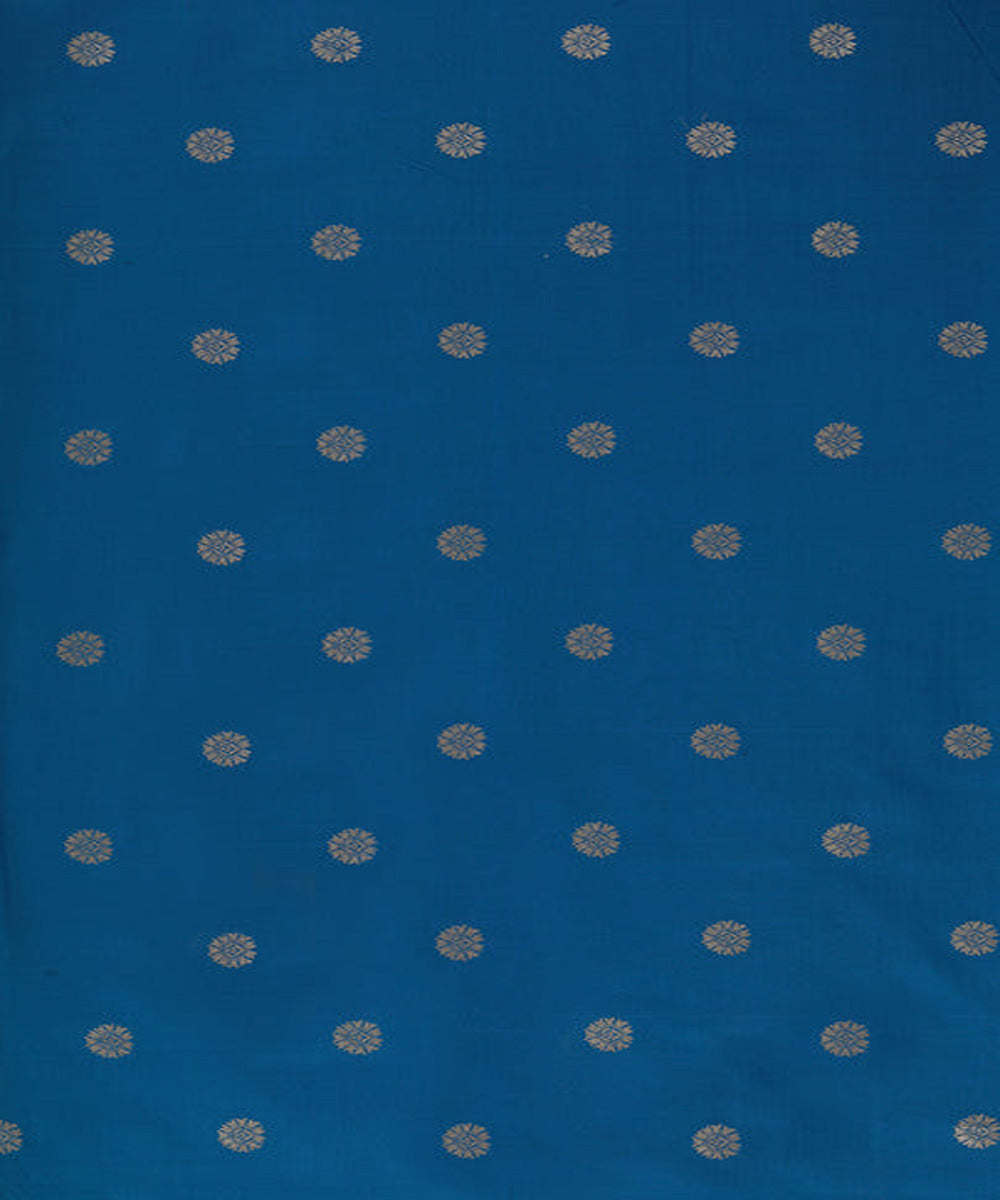 Blue handwoven phekwa buti cotton silk banarasi fabric