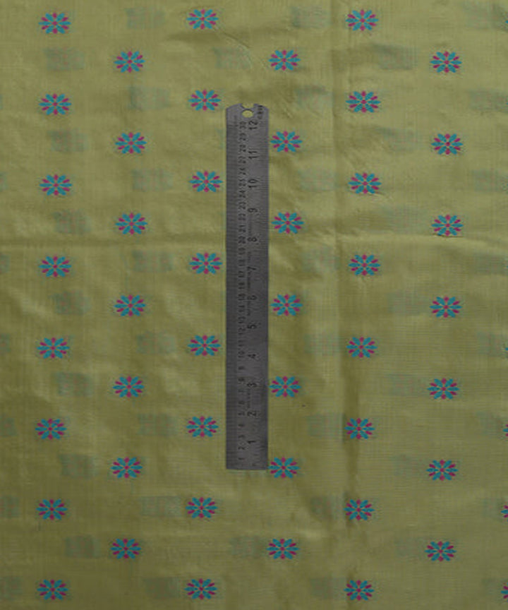 Yellow green handwoven banarasi silk fabric