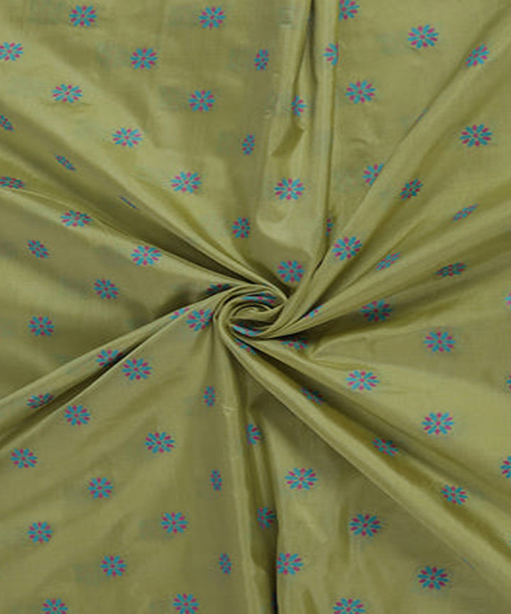Yellow green handwoven banarasi silk fabric