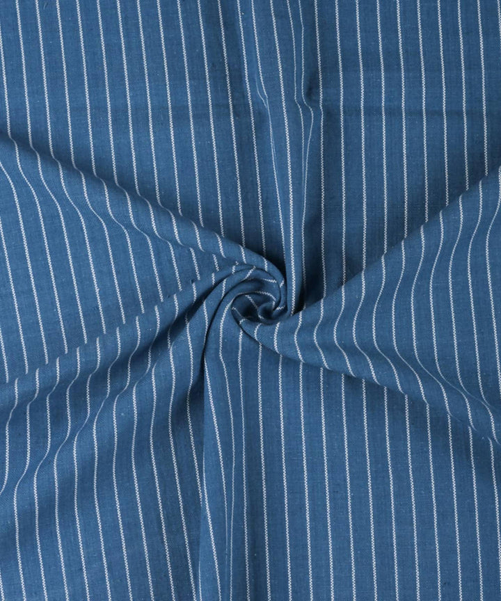 Indigo handwoven cotton striped upholstery fabric